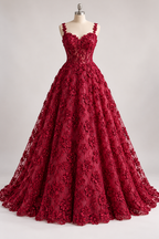 Tul Bordado Diseño Floral Con Lentejuela Color Vino -HH198 — Palacio Glamour