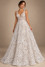 Tul bordado color blanco A154 — Palacio Glamour