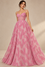 Tul bordado color rosa A164 — Palacio Glamour