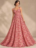 Tul bordado color rosa A241 — Palacio Glamour