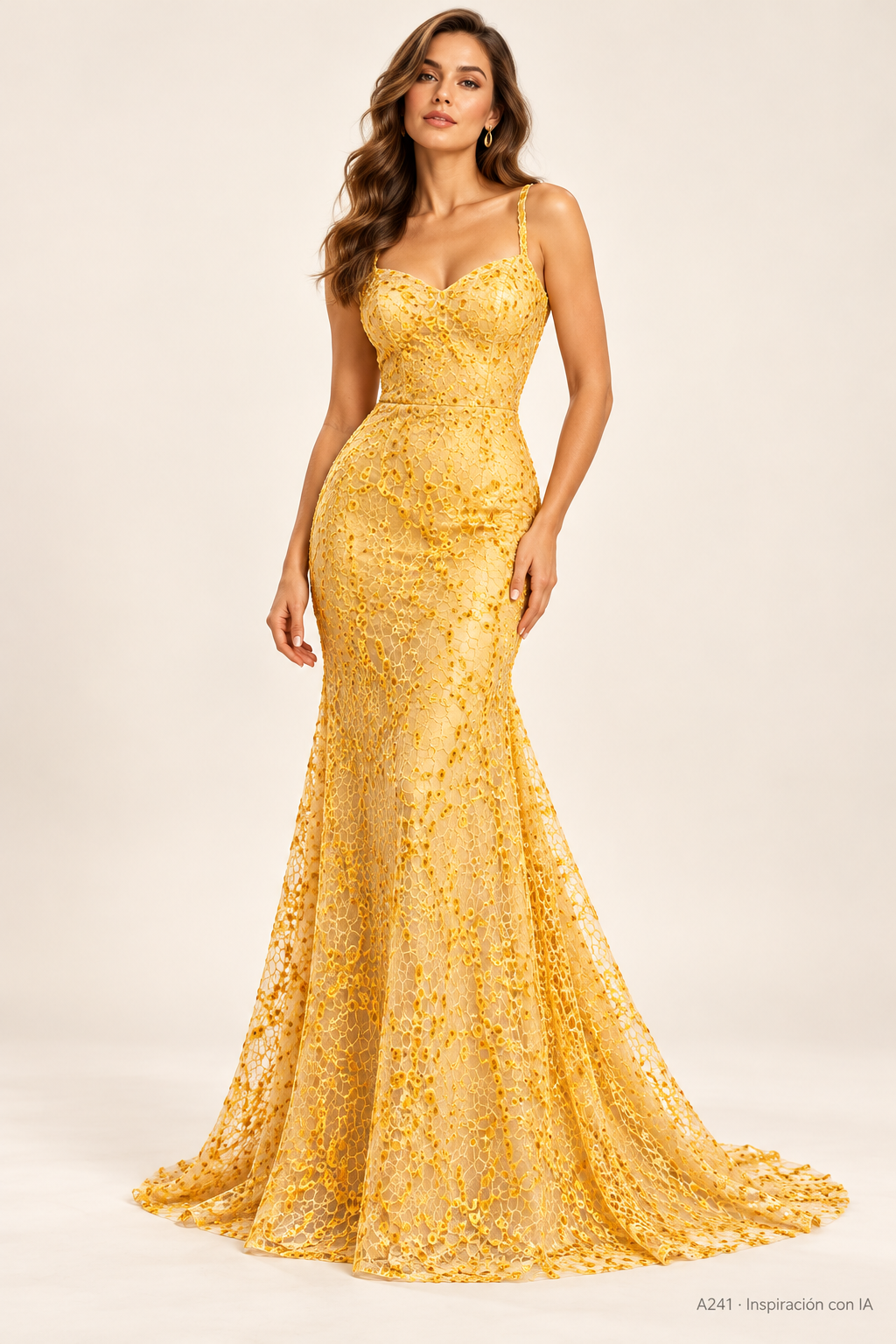 Tul bordado color amarillo A241 — Palacio Glamour