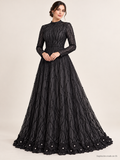 Tul bordado color negro A613 — Palacio Glamour
