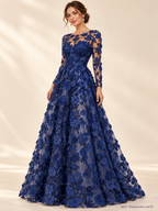 Tul bordado color azul marino A615 — Palacio Glamour