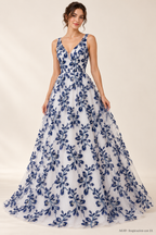 Tul bordado color azul marino A630 — Palacio Glamour