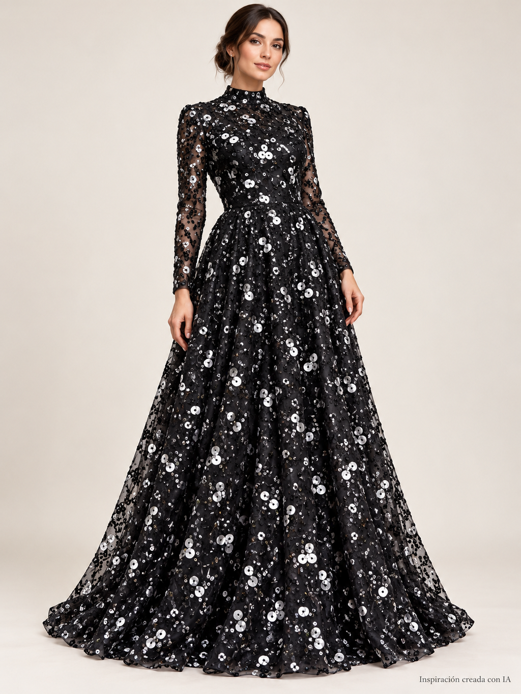 Tul bordado color Negro A665 — Palacio Glamour