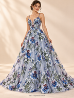 Tul bordado Con Flores de Lentejuela Color Marino A671 — Palacio Glamour