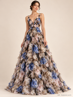 Tul bordado color azul A681 — Palacio Glamour