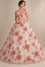 Tul bordado color palo de rosa A727 — Palacio Glamour