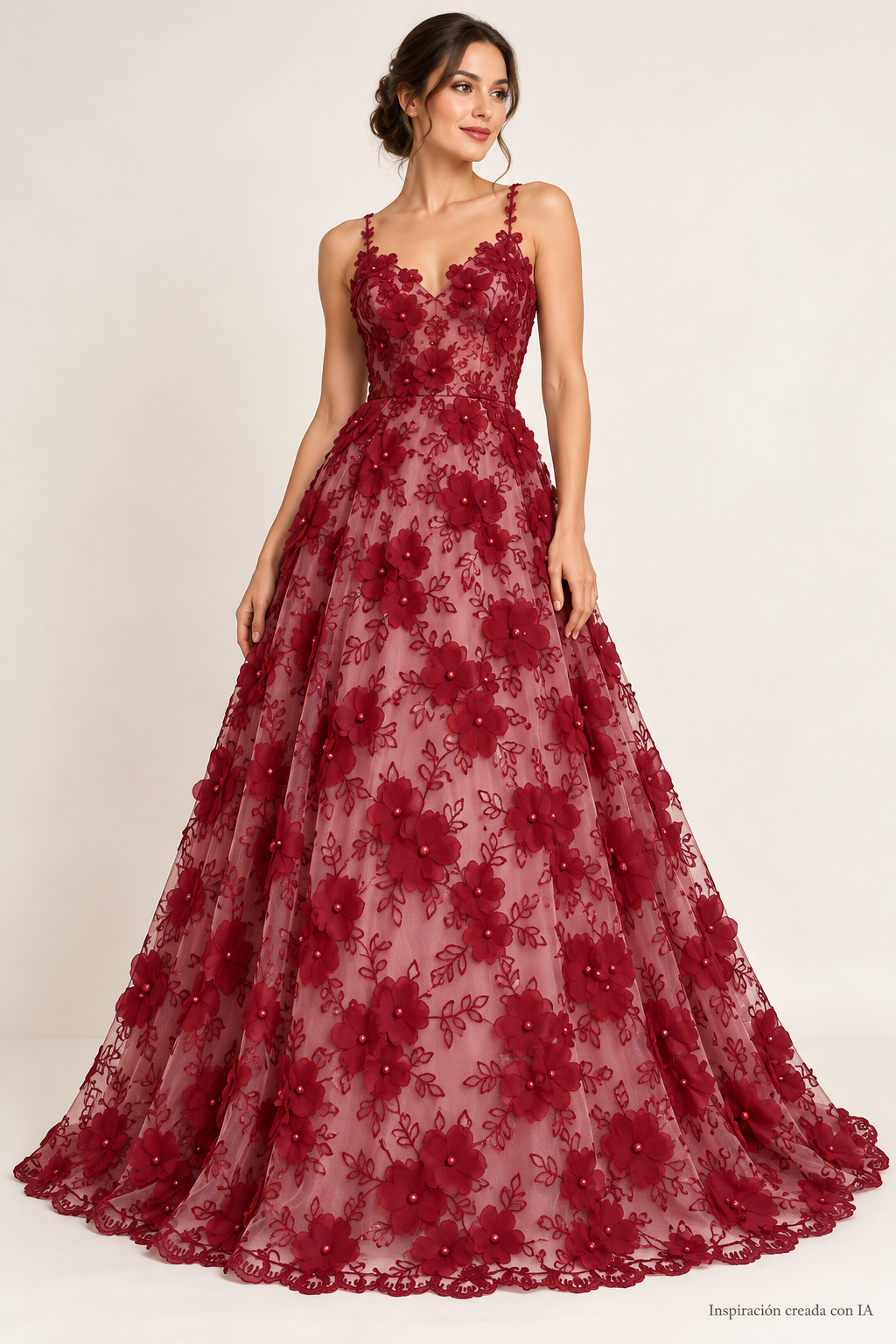 Tul bordado color vino A727 — Palacio Glamour