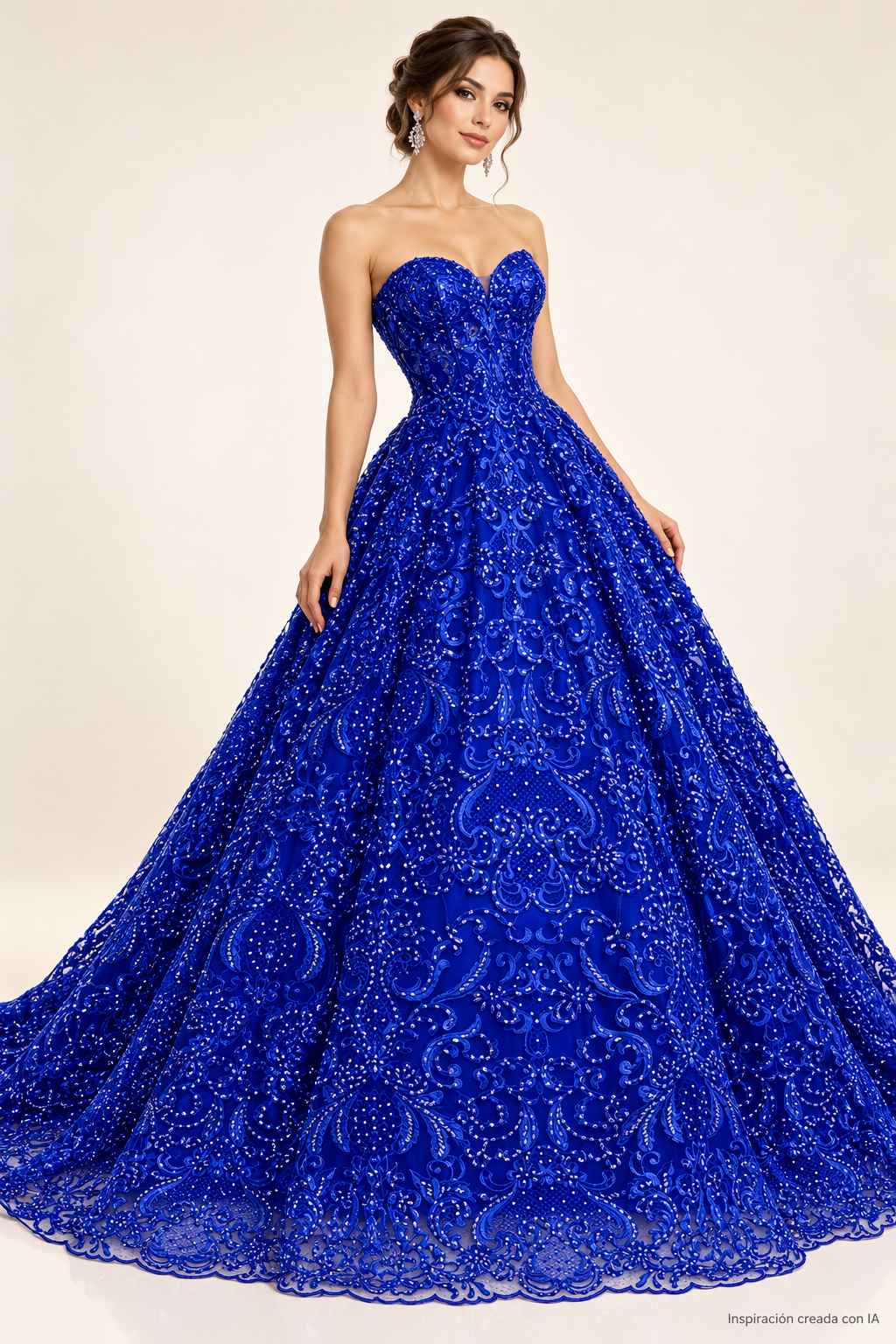 Tul bordado color rey A778 — Palacio Glamour