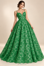Tul bordado color esmeralda A795 — Palacio Glamour