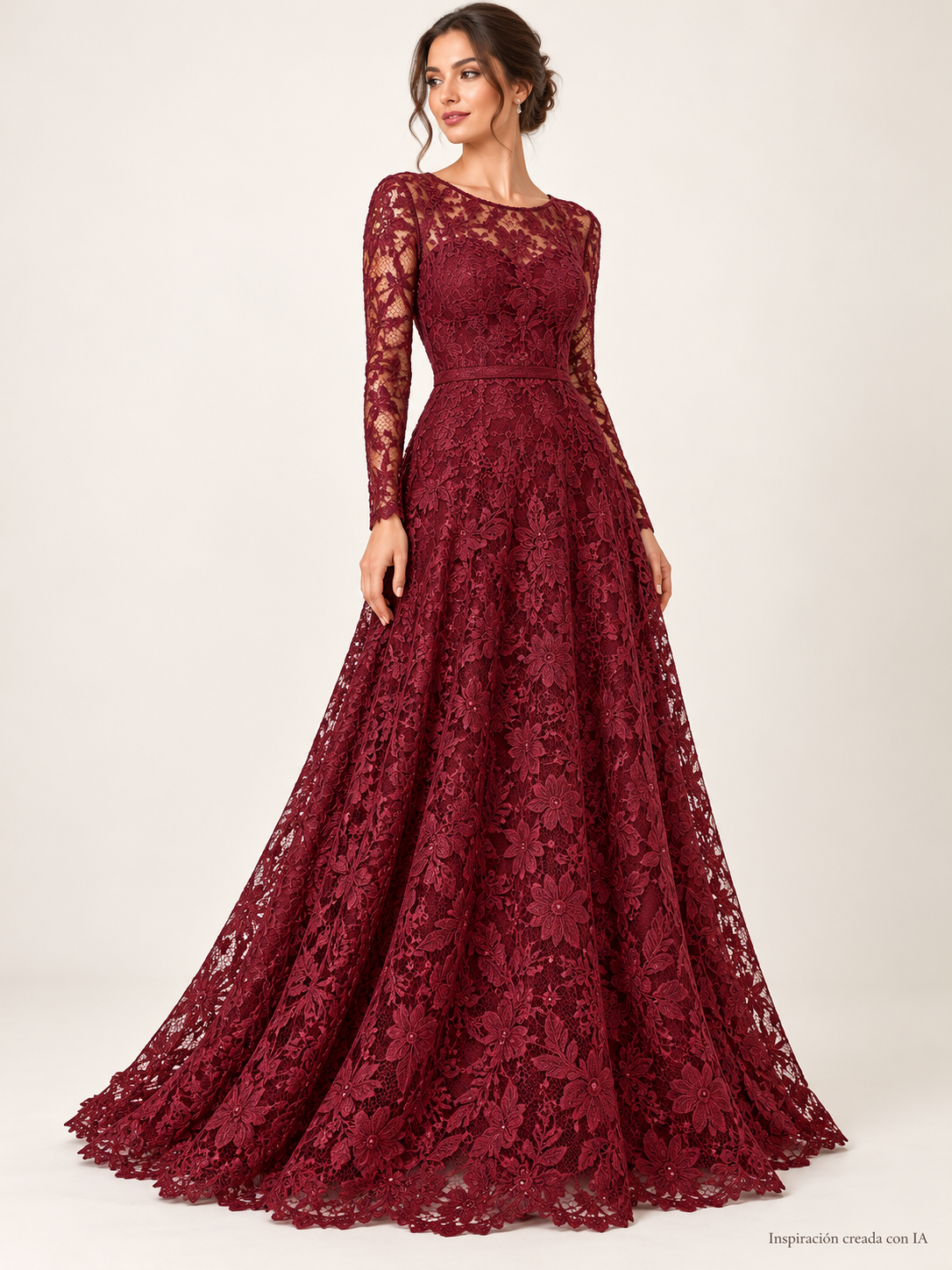 Tul bordado color vino A795 — Palacio Glamour