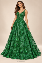 Tul bordado color esmeralda A827 — Palacio Glamour