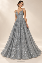 Tul bordado color gris A830 — Palacio Glamour