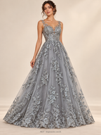 Tul bordado color gris A837 — Palacio Glamour