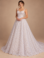 Tul bordado color blanco A845 — Palacio Glamour