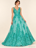 Tul bordado color Aqua A858 — Palacio Glamour