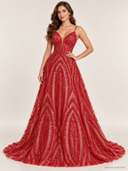 Tul bordado color rojo A865 — Palacio Glamour