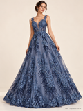 Tul bordado color azul A867 — Palacio Glamour