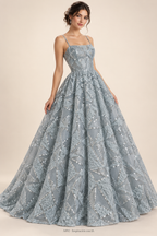 Tul bordado color gris A892 — Palacio Glamour