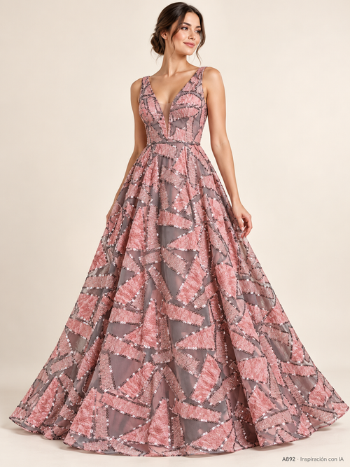 Tul bordado color blush A892 — Palacio Glamour