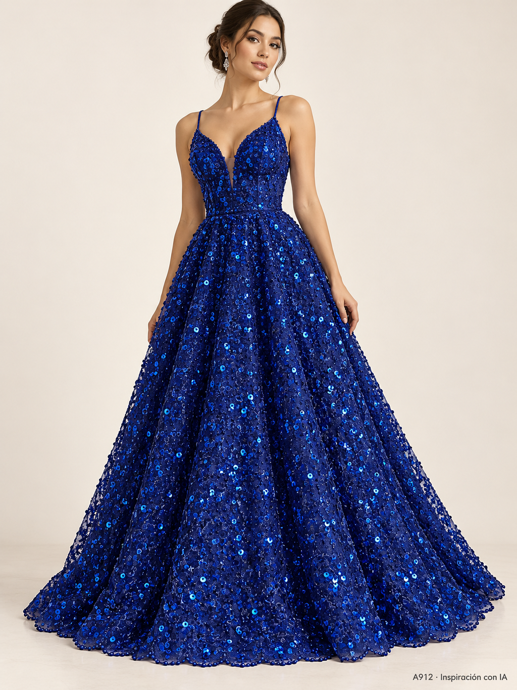 Tul bordado color azul rey A912 — Palacio Glamour