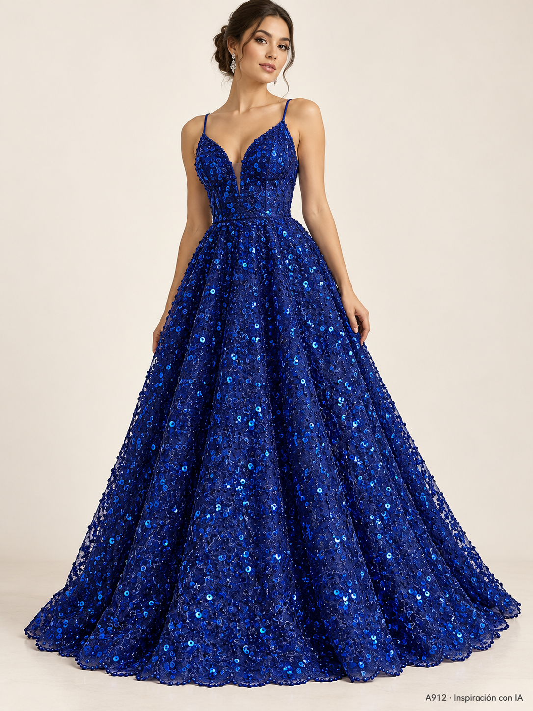 Tul bordado color azul rey A912 — Palacio Glamour