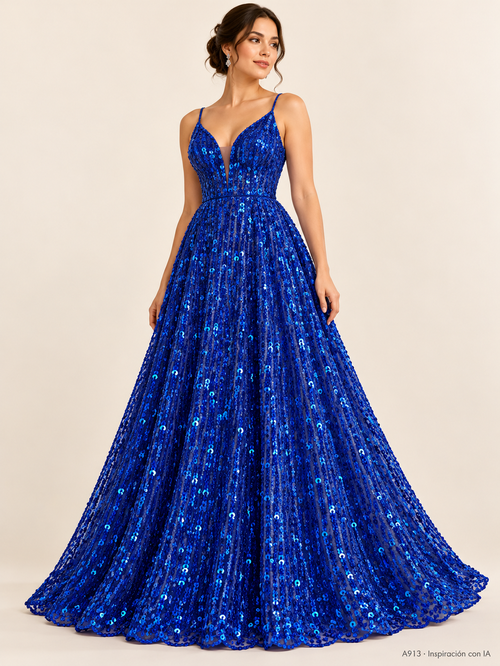 Tul bordado color azul rey A913 — Palacio Glamour