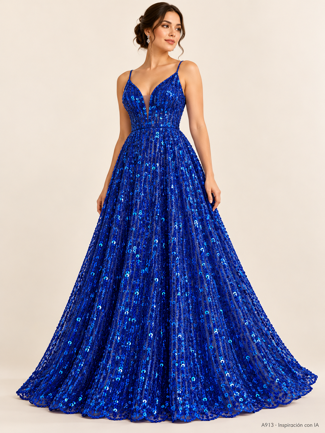 Tul bordado color azul rey A913 — Palacio Glamour