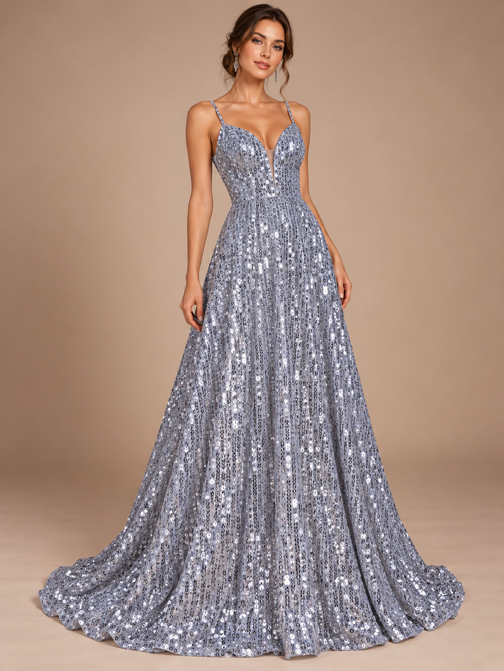 Tul bordado color plata A913 — Palacio Glamour