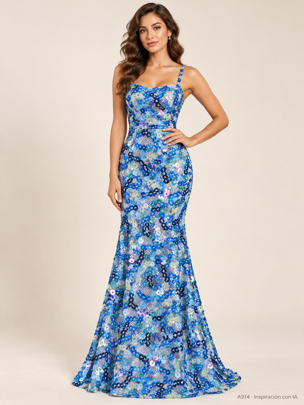 Tul bordado color azul A914 — Palacio Glamour