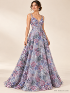 Tul bordado color rosa gris A916, para vestidos de noche de boda y de XV años — Palacio Glamour