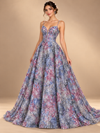 Tul bordado color rosa gris A916 — Palacio Glamour