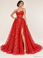 Tul bordado color rojo A940 — Palacio Glamour