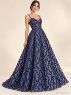 Tul bordado color azul marino A942 — Palacio Glamour