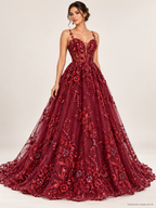 Tul bordado color vino A950 — Palacio Glamour