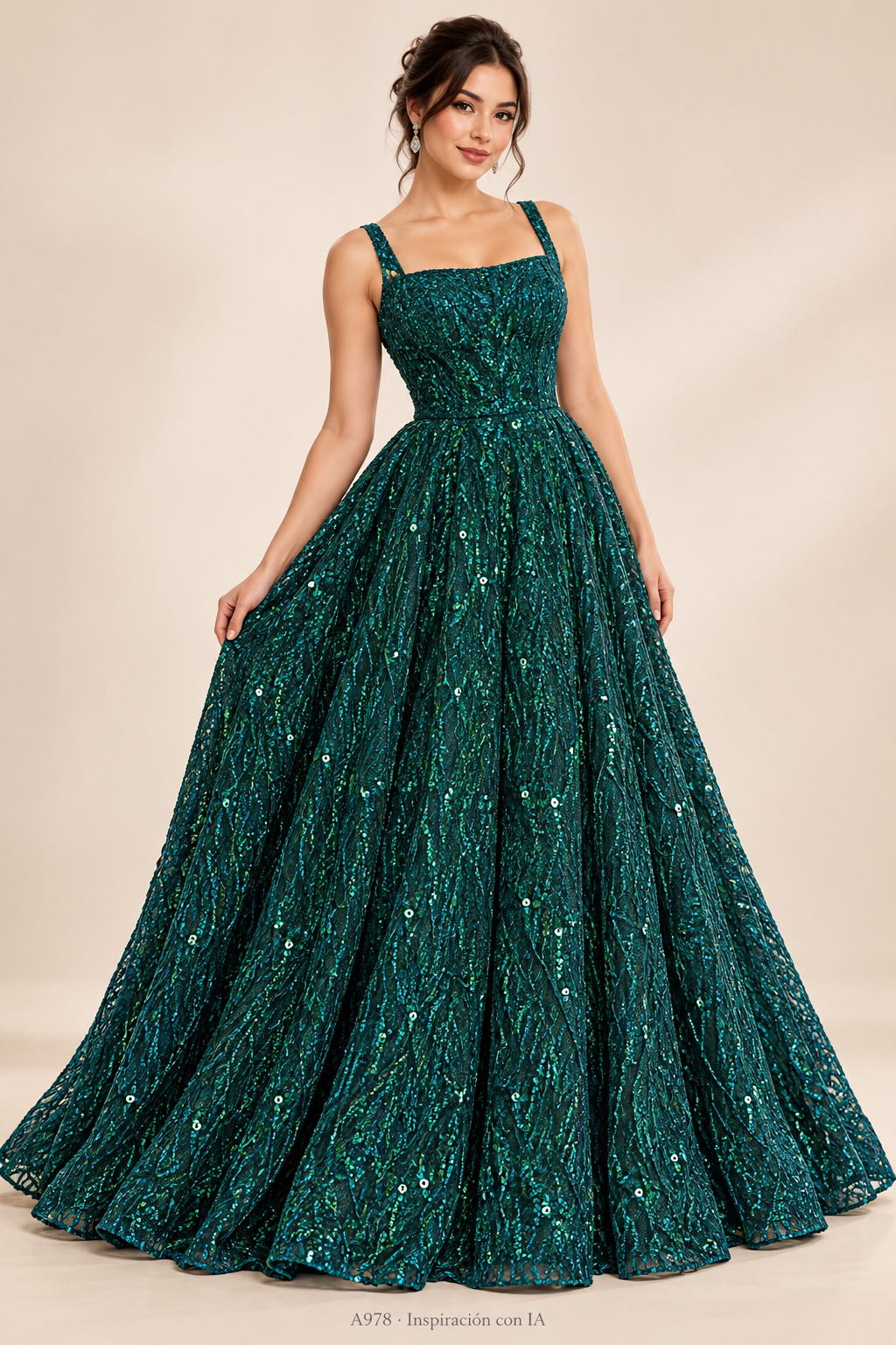 Tul bordado color jade A978 — Palacio Glamour