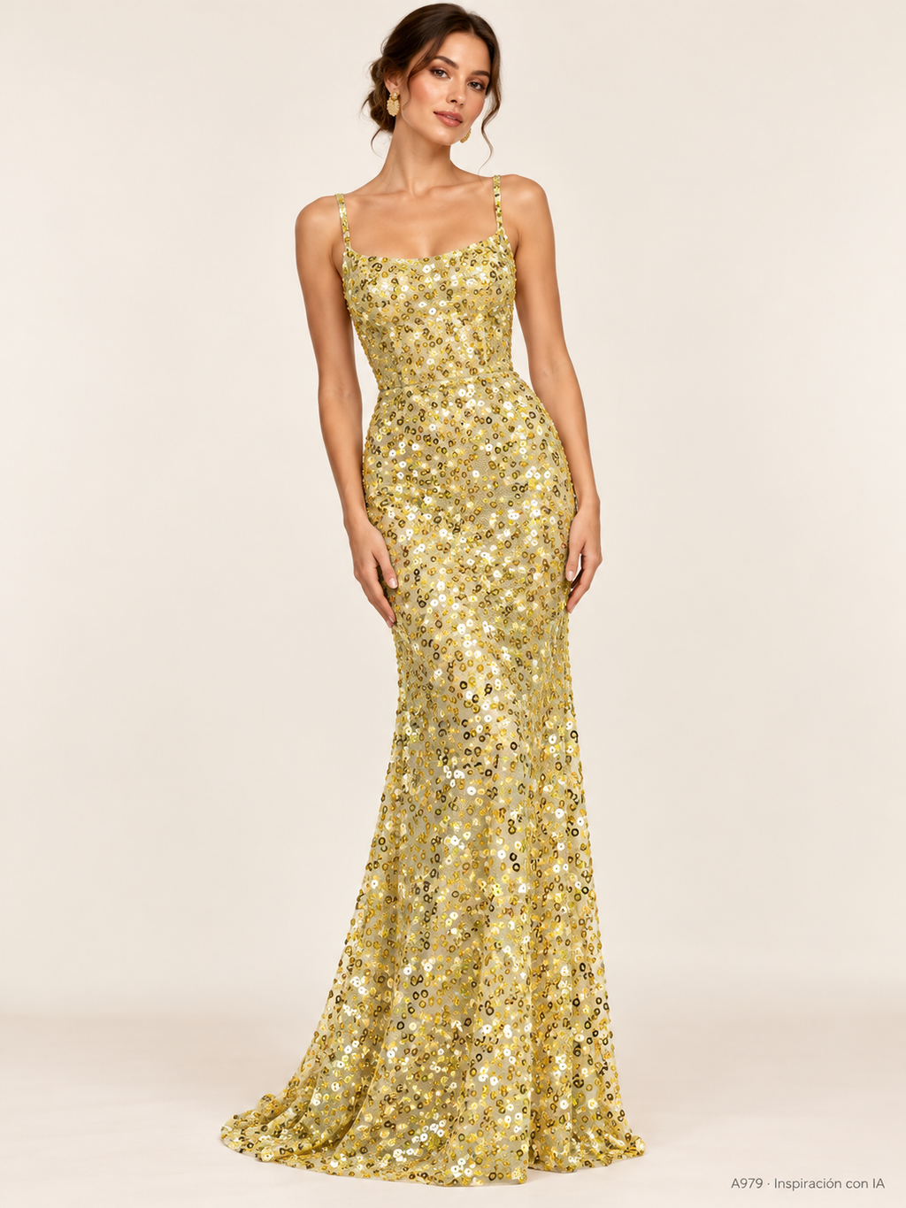 Tul bordado color amarillo A979 — Palacio Glamour