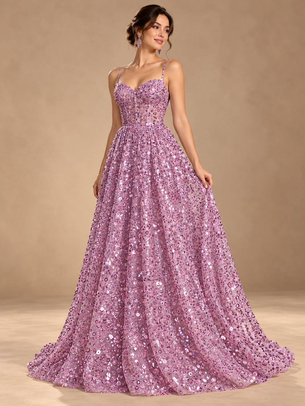 Tul bordado color lila A979 — Palacio Glamour