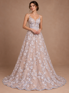 Tul bordado color blanco A986 — Palacio Glamour
