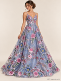 Tul bordado color azul rey A987 — Palacio Glamour
