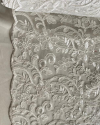 Tul Bordado Con Diseño Floral Con Lentejuela Color Blanco -HH193 — Palacio Glamour