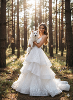 Tul bordado color blanco A925 — Palacio Glamour