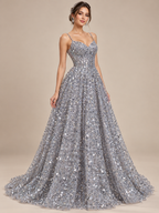 Tul bordado color plata FR979 — Palacio Glamour