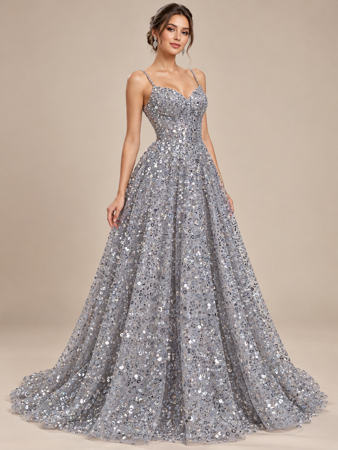 Tul bordado color plata FR979 — Palacio Glamour