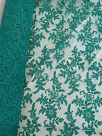 Tul Bordado Con Estampado en Glitter Diseño Floral Color Esmeralda- HH240 — Palacio Glamour