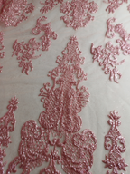 Tul Bordado Con Diseño En Acabado Glitter Color Rosa Piel- HH168 — Palacio Glamour