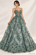 Tul bordado color esmeralda GR15 — Palacio Glamour
