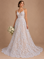Tul bordado color blanco H017 — Palacio Glamour