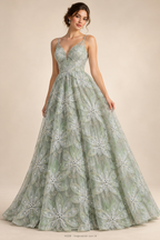 Tul bordado color verde H028 — Palacio Glamour